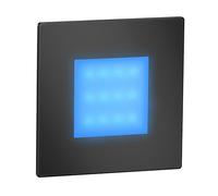 ledscom.de Lámpara LED para escaleras/plafón empotrado FEX para interiores y exteriores, angular, negro, 85 x 85mm, azul
