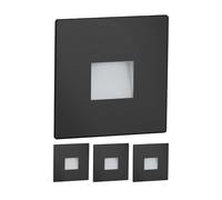 ledscom.de Luminaria de escalera/empotrable de pared con 4 LED, modelo FOW, para interior y exterior, downlight, rectangular, negra, 85 x 85 mm, blanco cálido