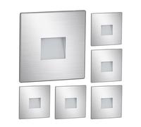 ledscom.de Luminaria de escalera/empotrable de pared con 6 LED, modelo FOW, para interior y exterior, downlight, rectangular, acero inoxidable, 85 x 85 mm, blanco frío