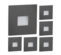 ledscom.de Luminaria de escalera/empotrable de pared con 6 LED, modelo FOW, para interior y exterior, downlight, rectangular, antracita, 85 x 85 mm, blanco cálido