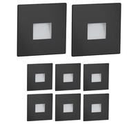 ledscom.de Luminaria de escalera/empotrable de pared con 8 LED, modelo FOW, para interior y exterior, downlight, cuadrada, negra, 85 x 85 mm, blanco frío