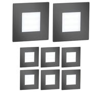 ledscom.de Luminaria de escalera/empotrable de pared FEX con 8 LED, para interior y exterior, rectangular, antracita, 85 x 85 mm, blanco frío