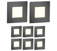 ledscom.de Luminaria de escalera/empotrable de pared FEX con 8 LED, para interior y exterior, rectangular, antracita, 85 x 85 mm, blanco cálido