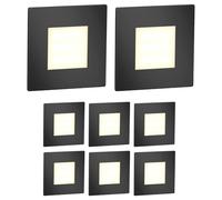 ledscom.de Luminaria de escalera/empotrable de pared FEX con 8 LED, para interior y exterior, rectangular, negra, 85 x 85 mm, blanco cálido