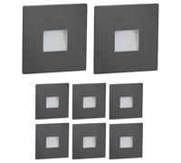ledscom.de Luminaria de escalera/empotrable de pared FOW con 8 LED, para interior y exterior, downlight, rectangular, antracita, 85 x 85 mm, blanco cálido