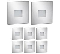 ledscom.de Luminaria de escalera/empotrable de pared FOW con 8 LED, para interior y exterior, downlight, rectangular, acero inoxidable, 85 x 85 mm, blanco cálido