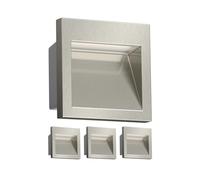 ledscom.de Luminaria empotrable de pared de 4 LED NOLA, downlight para exteriores, IP54, aluminio brillante, 90 x 90 mm, blanco cálido