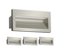 ledscom.de Luminaria empotrable de pared de 4 LED NOLA, downlight para exteriores, IP54, aluminio brillante, 140 x 70 mm, blanco cálido