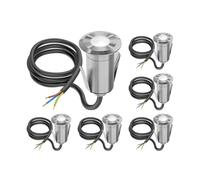 ledscom.de Luminaria empotrable en suelo GLOX con 6 LED para exterior, IP67, aluminio, redonda, 35 mm de diámetro, blanca, mate