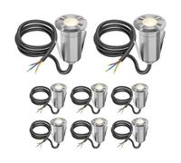 ledscom.de Luminaria empotrable en suelo GLOX de 8 LED para exteriores, IP67, aluminio, redonda, 35 mm de diámetro, blanco cálido, mate