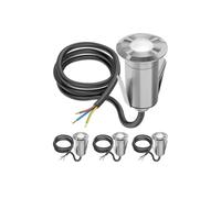ledscom.de Luminaria empotrada en suelo GLOX de 4 LED para exteriores, IP67, aluminio, redonda, 35 mm de diámetro, blanca, mate