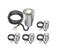 ledscom.de Luminaria empotrada en suelo GLOX de 5 LED para exteriores, IP67, aluminio, redonda, 35 mm de diámetro, blanco cálido, mate