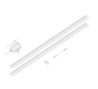 ledscom.de Luminaria LED bajo el armario SIRIS blanco mate, plana, 90cm, cada una 963lm, blanco cálido Juego de 2