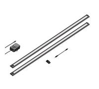 ledscom.de Luminaria LED bajo el armario SIRIS negro mate, plana, 90cm, 963lm cada una, blanco cálido Juego de 2