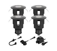 ledscom.de Luminaria LED de suelo ATRIA para uso exterior, IP65, negra, redonda, 40mm Ø, blanco cálido Juego de 4
