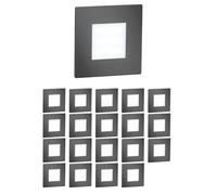 ledscom.de Luminaria LED para escaleras/empotrable en pared FEX de 20 unidades, para interior y exterior, rectangular, antracita, 85 x 85 mm, blanco frío