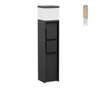 ledscom.de Luz de bolardo PODEL para exteriores, 39cm, negro, 2 casquillos, in ombilla G9, 501lm, blanco cálido