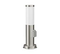 ledscom.de Luz de camino/luz de bolardo PORU para exteriores, IP44, 39 cm, acero inoxidable, 1x E27 máx. 40W, toma de corriente