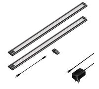 ledscom.de Luz LED bajo el armario SIRIS negro mate, plana, cada 50cm, cada 531lm, blanco cálido, juego de 2