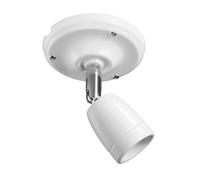 ledscom.de Plafón portalámparas ELEPO, porcelana, acero, blanco brillante, 1x E27 máx. 40W