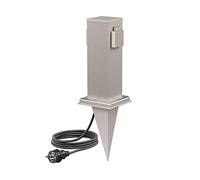 ledscom.de Polly Pilar de Enchufe de jardín con piqueta de Tierra y Cable de 2m para Exteriores, IP44, 2 Ganchos, Acero Inoxidable, Cuadrado, 27cm