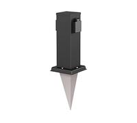 ledscom.de Polly Pilar de Toma de jardín con pincho de Suelo para Exteriores, IP44, 2 Conectores, Acero Inoxidable, Angular, Negro, 27cm