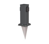 ledscom.de Polly Pilar de Toma de jardín con pincho de Suelo para Exteriores, IP44, 2 Conectores, Antracita, Angular, 27cm