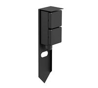 ledscom.de Portalámpara de jardín PIWI con piqueta de Tierra para Exteriores, IP44, 2 vías, Acero Inoxidable, Negro, Angular, 30 cm