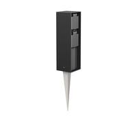 ledscom.de Portalámpara de jardín POKU con piqueta de Tierra para Exteriores, IP44, 2 vías, Negro, Cuadrado, 23cm