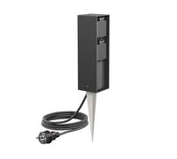 ledscom.de Portalámpara de jardín POKU con piqueta de Tierra y Cable de 2m para Exteriores, IP44, 2 vías, Antracita, Angular, 23cm