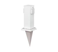 ledscom.de Portalámpara de jardín Polly con piqueta de Tierra para Exteriores, IP44, 2 Conectores, Acero Inoxidable, Cuadrado, Blanco, 27cm