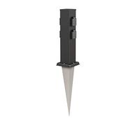 ledscom.de Portalámpara de jardín Polly con piqueta de Tierra para Exteriores, IP44, 4 vías, Acero Inoxidable, Angular, Negro, 40cm