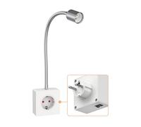 ledscom.de Portalámpara/lámpara de lectura LESCH, cuello de cisne, interruptor, cromo/blanco, 1x GU10 máx. 10W