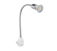 ledscom.de Portalámpara LESCH lámpara de lectura cuello de cisne, cromo/blanco, incl. LED GU10 (blanco cálido, 7,6W, 1103lm, 33°)