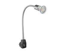 ledscom.de Portalámpara LESCH lámpara de lectura cuello de cisne, cromo/negro, incl. LED GU10 (blanco cálido, 7,6W, 1103lm, 33°)