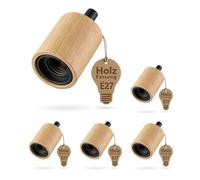 ledscom.de Portavelas KIVO de madera auténtica con 5 casquillos E27, alivio de tensión, portavelas para lámparas colgantes de bricolaje, 230 V CA, máx. 60 W
