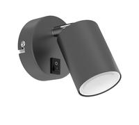 ledscom.de Proyector de pared WAIKA, de una llama, con interruptor, GU10, antracita mate, incl. lámpara LED GU10 de 450 lm, blanco cálido