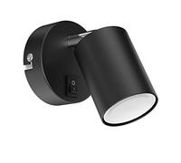 ledscom.de Punto de pared WAIKA, una sola luz, con interruptor, GU10, negro mate, incl. lámpara LED GU10 de 450lm, blanco cálido