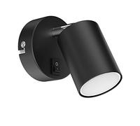 ledscom.de Spot de pared WAIKA con interruptor negro mate + lámpara LED GU10 blanco cálido Regulación de 3 niveles: máx. 500lm cada uno