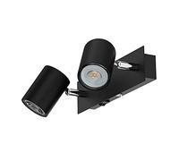 ledscom.de Spot de pared WAIKA, de dos luces, con interruptor, negro mate, incl. lámparas LED GU10 cada una 510lm blanco cálido