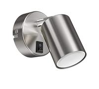 ledscom.de Spot de pared WAIKA, de una sola luz, con interruptor, GU10, cromo mate, incl. lámpara LED GU10 (blanco cálido, 4,914W, 450lm, 100°)