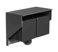 ledscom.de Toma de corriente para exteriores y ambientes húmedos PIWI, montaje en superficie, IP44, doble toma Schuko, 16 A/230 V, acero inoxidable, plástico, antracita, horizontal