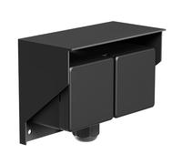 ledscom.de Toma de corriente para exteriores y ambientes húmedos PIWI, montaje en superficie, IP44, doble toma Schuko, 16 A/230 V, acero inoxidable, plástico, negro, horizontal