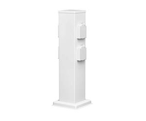 ledscom.de Zócalo de jardín Columna Polly para Exterior, IP44, 4 vías, Acero Inoxidable, Blanco, Cuadrado, 40 cm