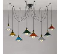 LEDSone Industrial Pendant Lighting 8 Heads, Adjustable DIY Vintage Style Spider Semi Flush Mount Ceiling Light Chandelier, Hanging Lamp Fixture for Dining Room, Kitchen Bedroom, Farmhouse