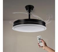 LEDSTOREPLUS Ventilador de Techo LED 66W Black Olga Negro DC Ultra Silencioso con Mando a Distancia y Palas Retráctiles Verano / Invierno