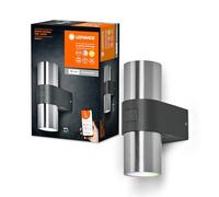 LEDVANCE Aplique de exterior WiFi SMART+, 10W, 800lm, plateado, con luz blanca cálida (3000K) y 16 mill. de colores, con cabezal direccional, controlable por app, compatible con Amazon, Google, etc.