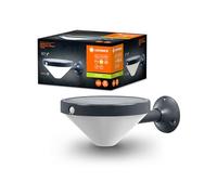 LEDVANCE Aplique solar ENDURA Style Lunar, luz blanca cálida (3000K), sensor integrado, utilizable sin alimentación, batería de larga duración: 60 veces 30 segundos en modo PIR, protección IP44, negro