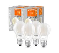 LEDVANCE Bombilla LED inteligente con tecnología Wifi, base E27, regulable, blanco cálido, forma de bombilla, mate, reemplazo de bombillas de 75W, controlable con Alexa, Google y App, paquete de 4