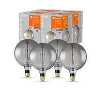 LEDVANCE Bombilla LED inteligente con tecnología Wifi, casquillo E27, regulable, blanco cálido (2500K), forma de globo grande, filamento transparente en cristal ahumado, paquete de 4